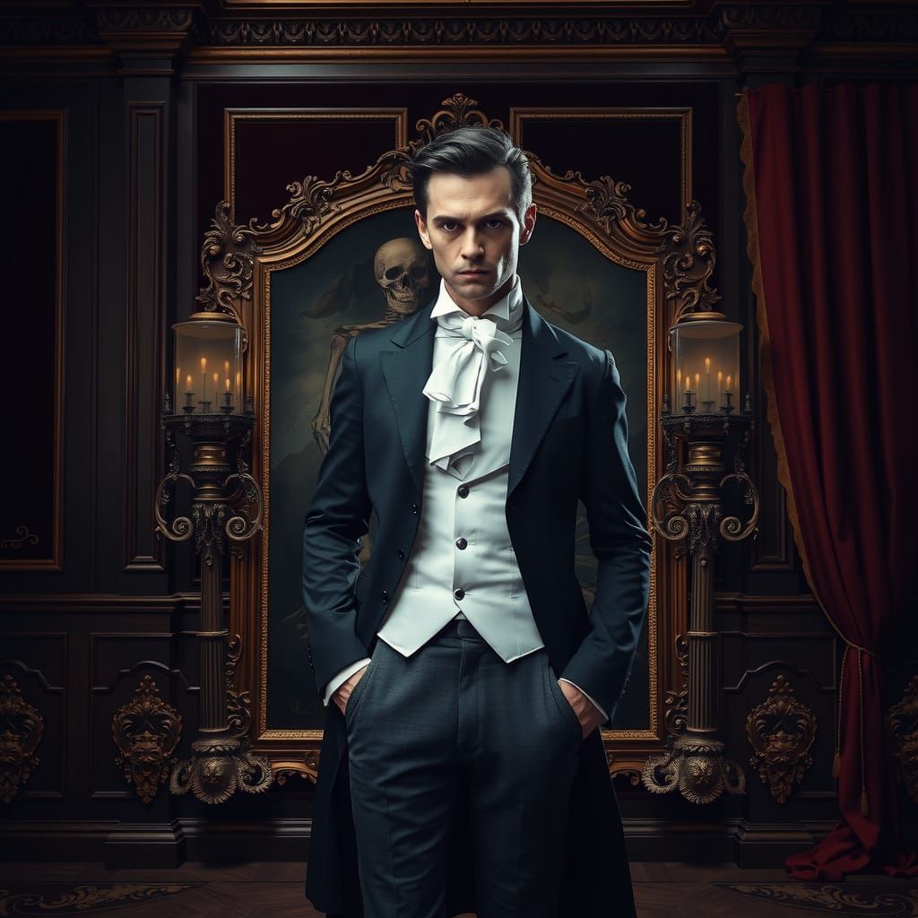 Ethereal Portrait of a Corrupted Soul in Opulent 19th-Centur...