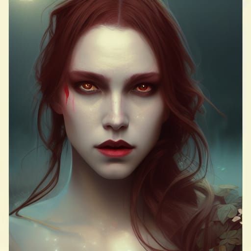 Lake Vampire Portrait in Hyperdetailed Style