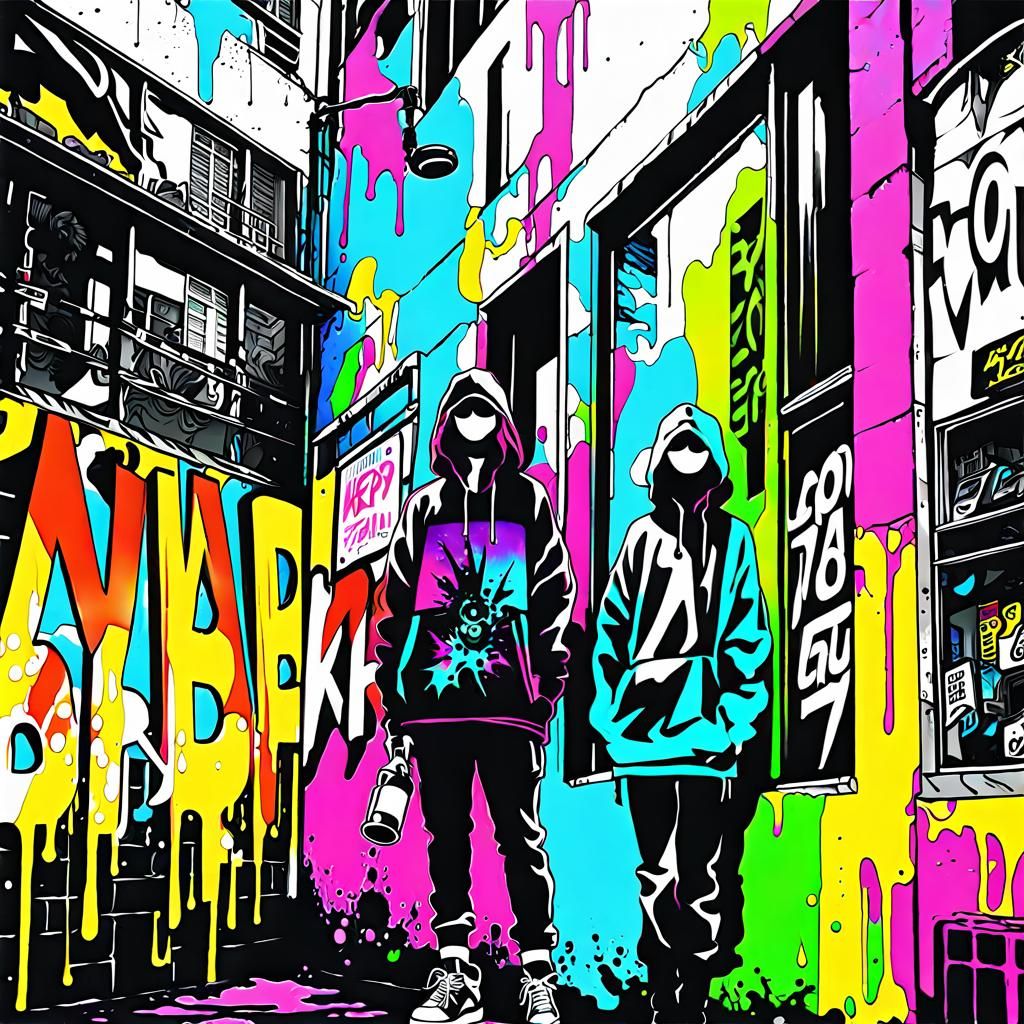Dynamic KPop Album Cover in Graffiti Art Style