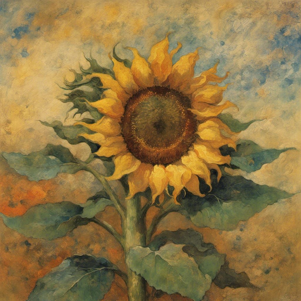 Colorful Sunflower Painting in Maximalist Style