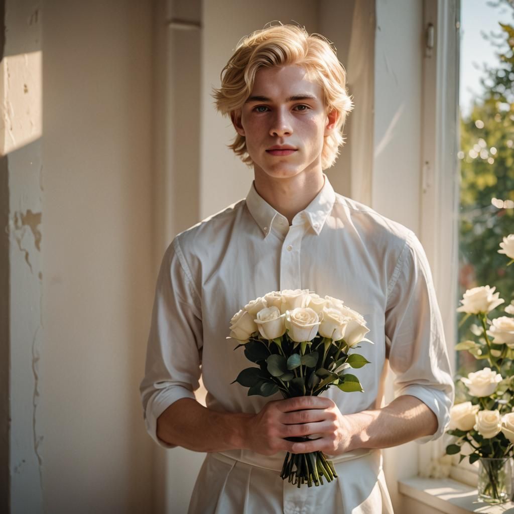Boy in Wedding Dress: Studio Photography Portrait