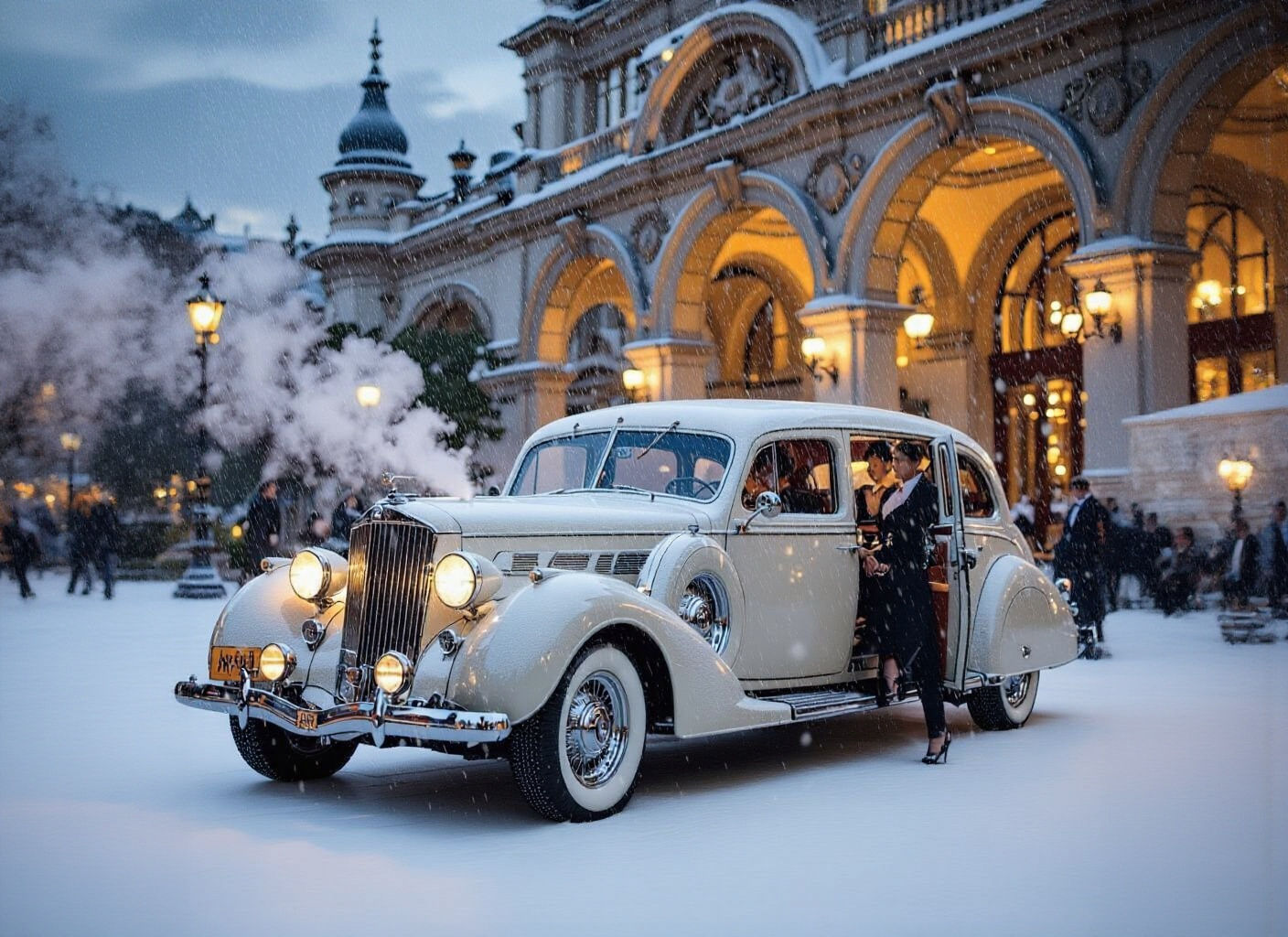 1940s Art Deco Limousine at Twilight