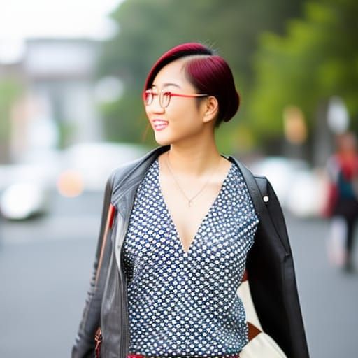 Hipster Asian Woman Portrait in Natural Lighting