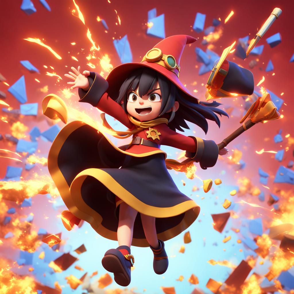 Megumin Explosion Archwizard in 3D Digital Art Style