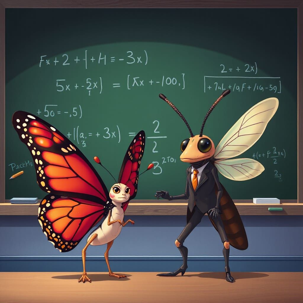 Confused Butterfly in Classroom, Anime Style