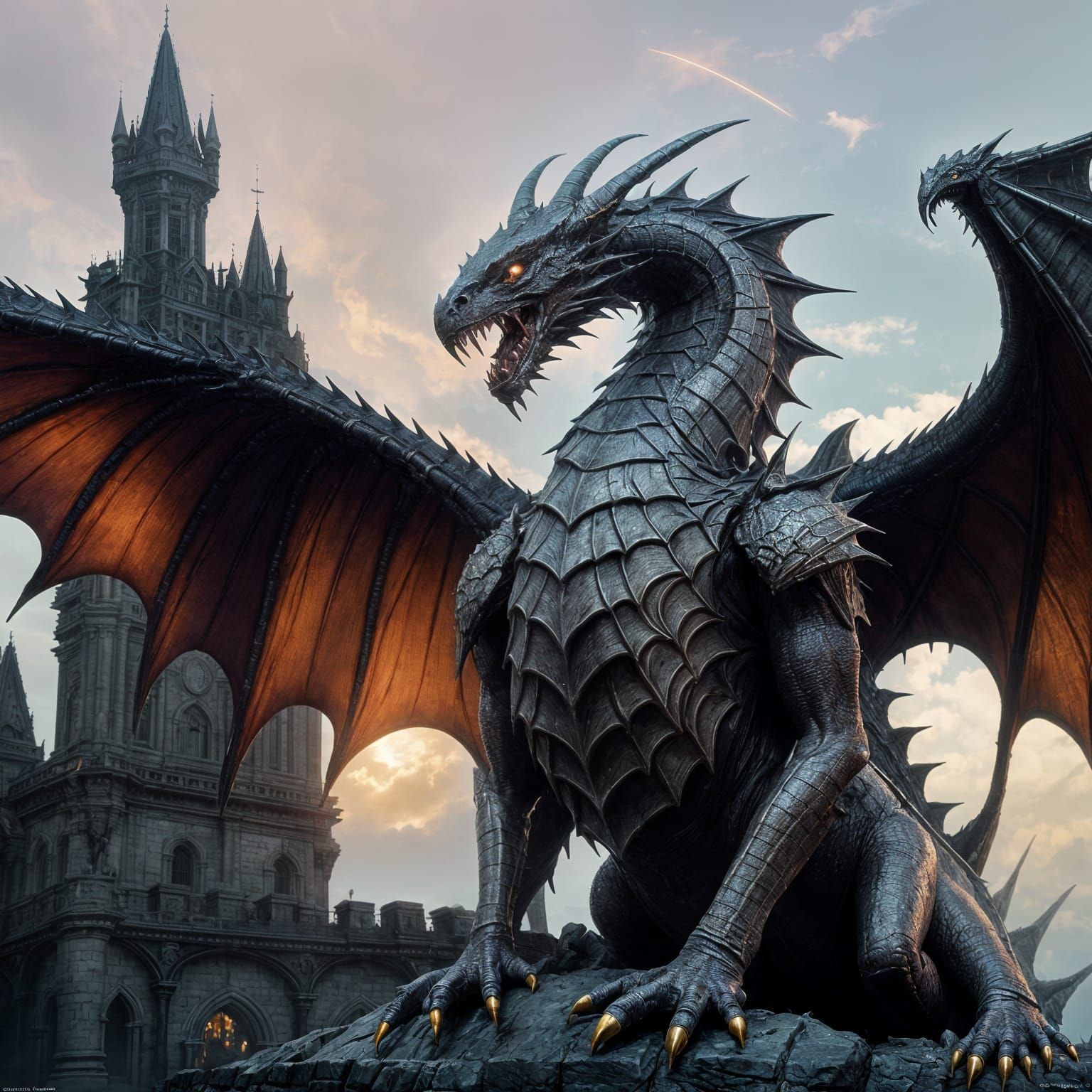 Detailed Wyvern in Dark Fantasy Style