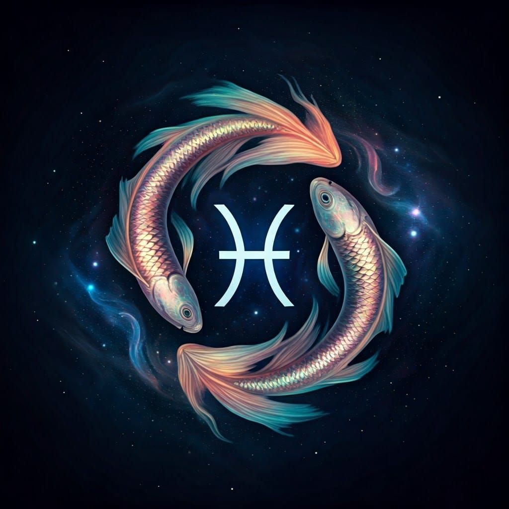 Celestial Pisces Symbol in Iridescent Dreamscapes