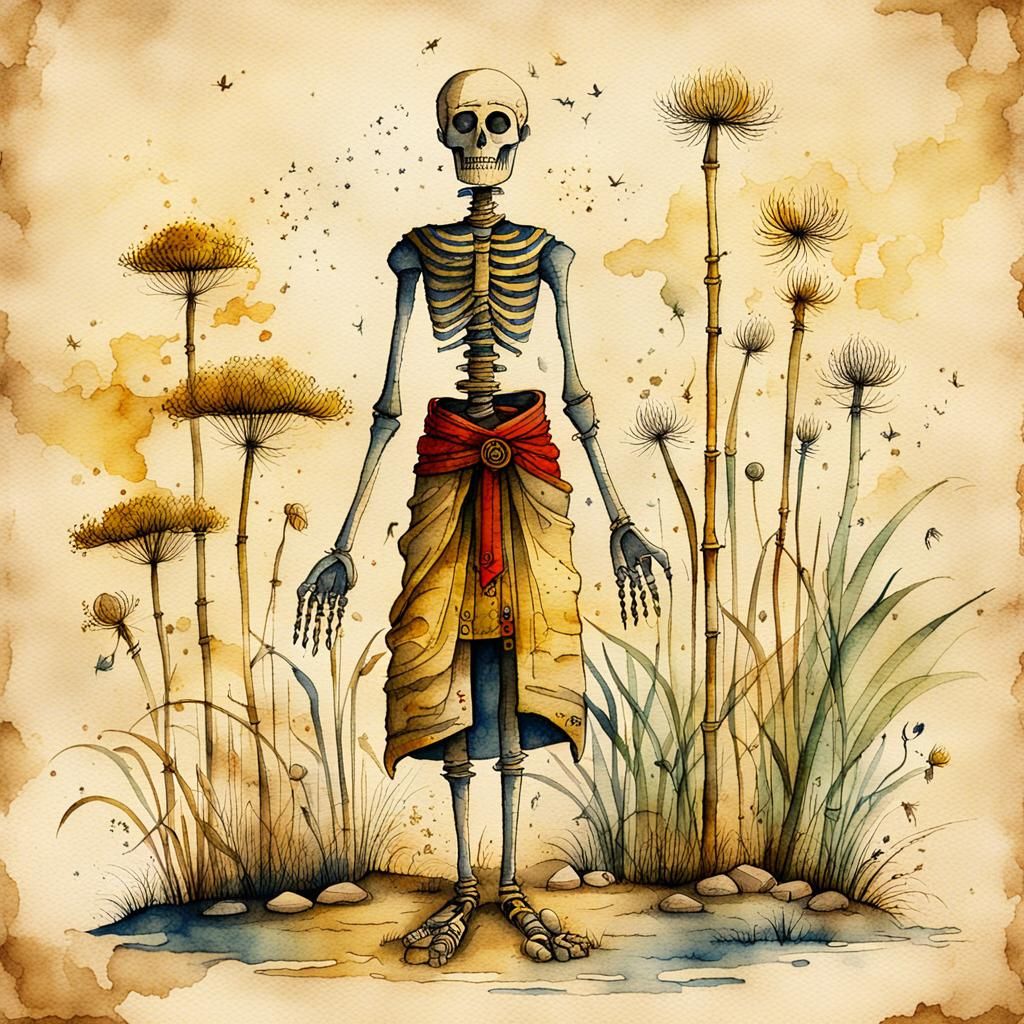 Grounding Illustration on Papyrus in Watercolor Style