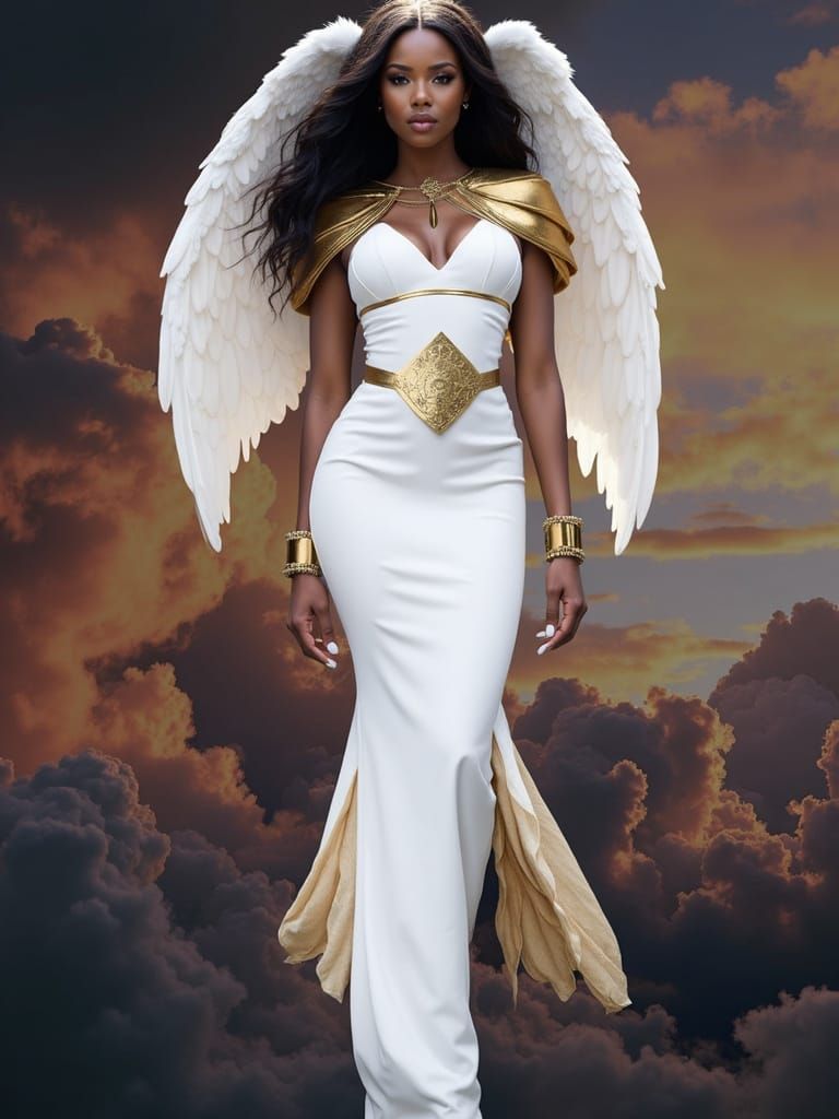 Winged Goddess Portrait in Vogue Photography Style