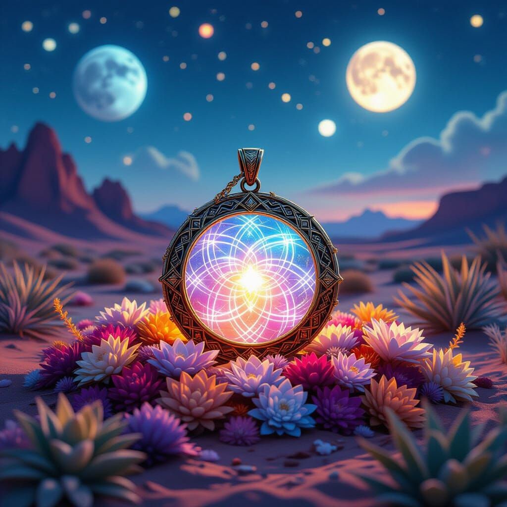 Celestial Amulet Amid Alien Flora
