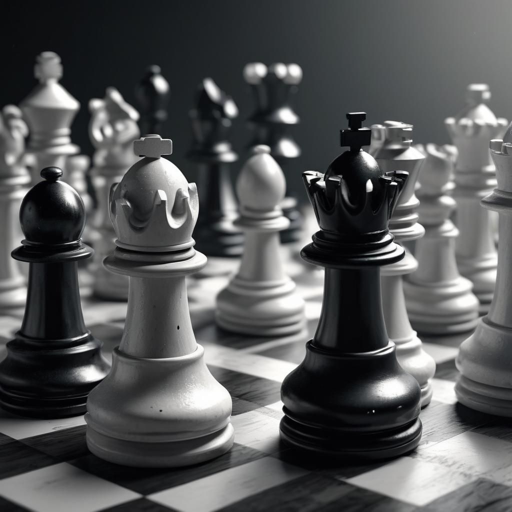 Modern Black and White Chess Game in Ultra HD