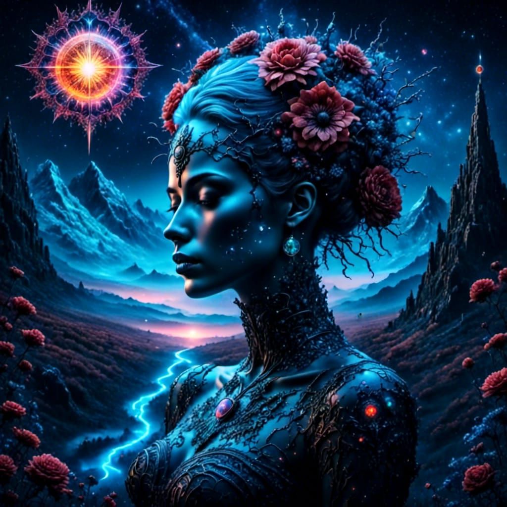 Bioluminescent Shadows in Glossy Digital Art Style