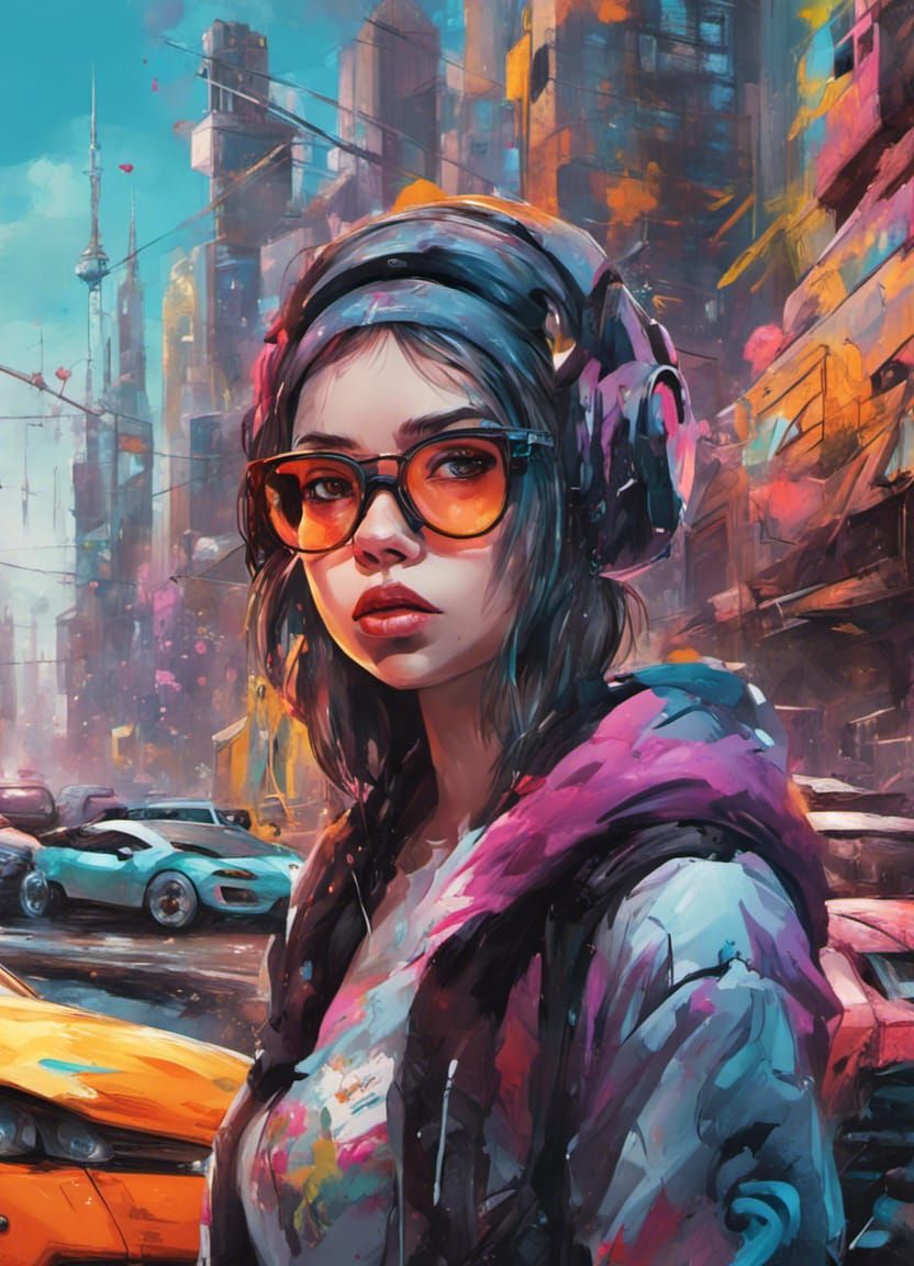 Cyberpunk cute girl