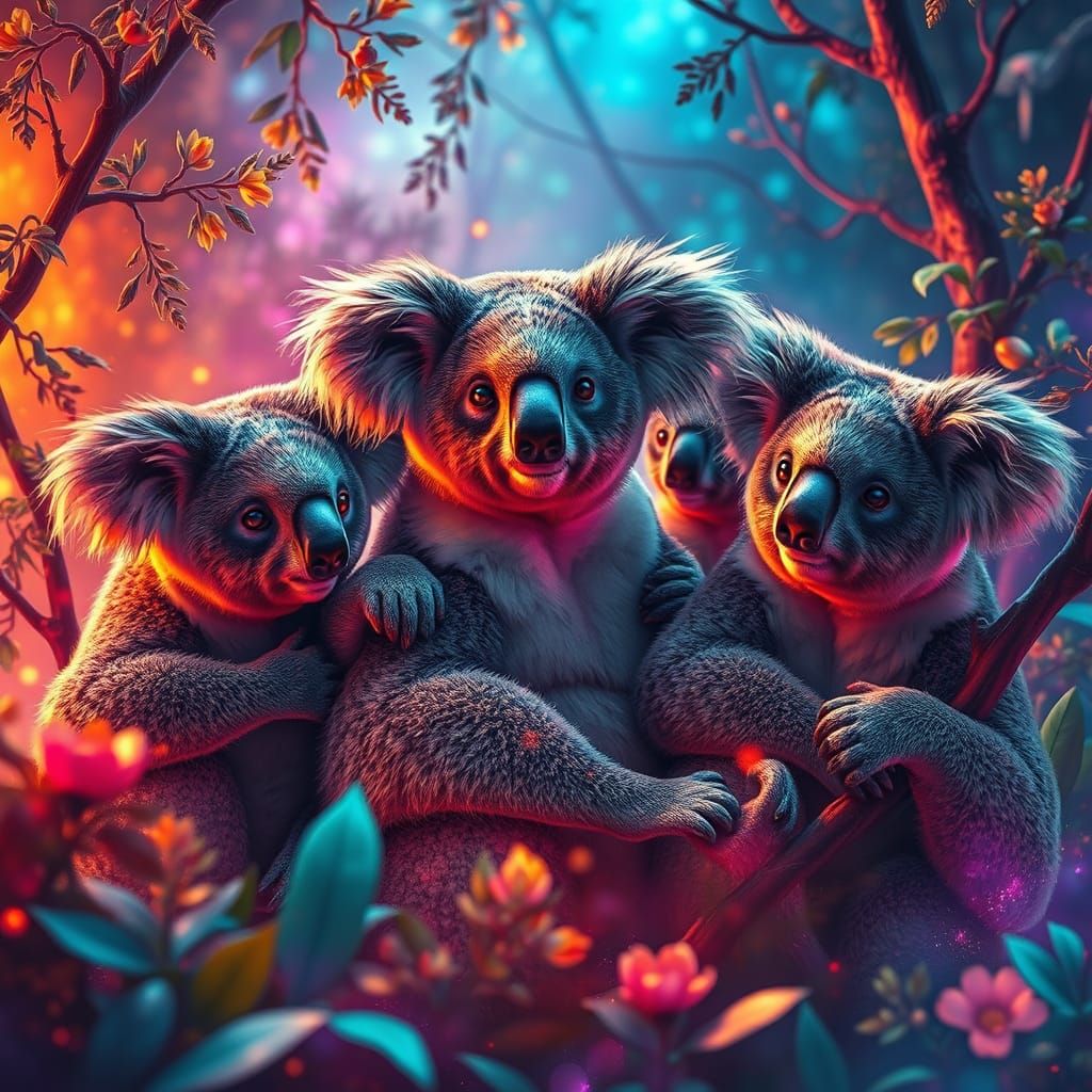 Koalas in Mystical Environment Matte Painting