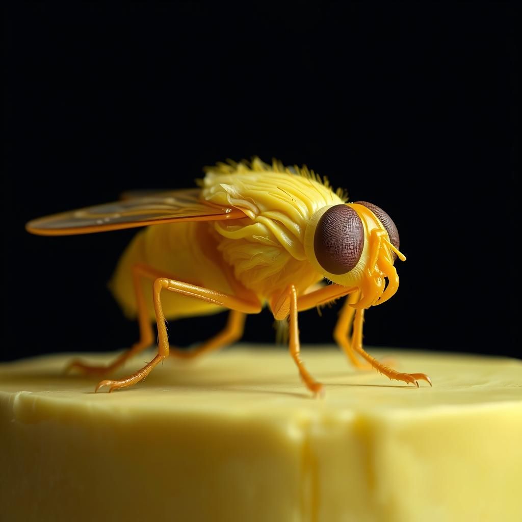 Golden Butter Sculpture of a Housefly