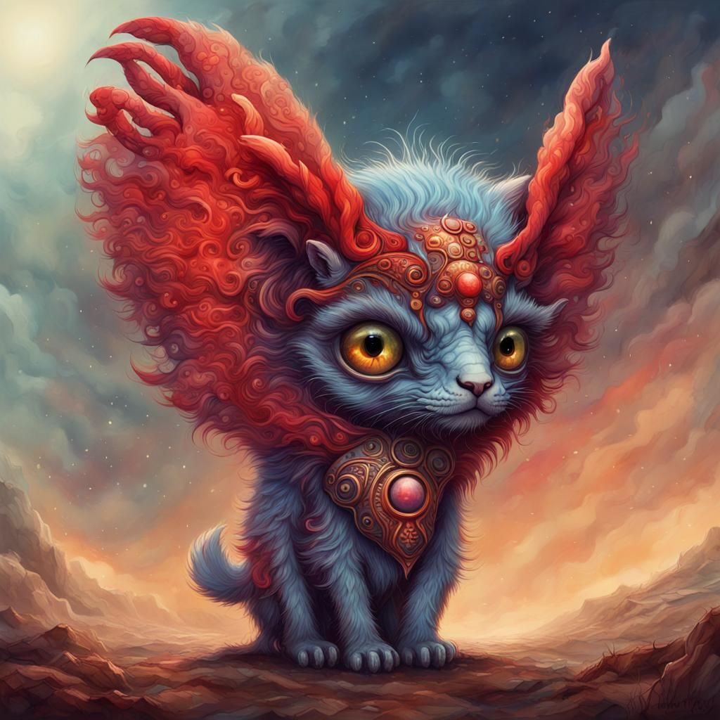 Mythical Alien Hybrid Creature in Watercolor