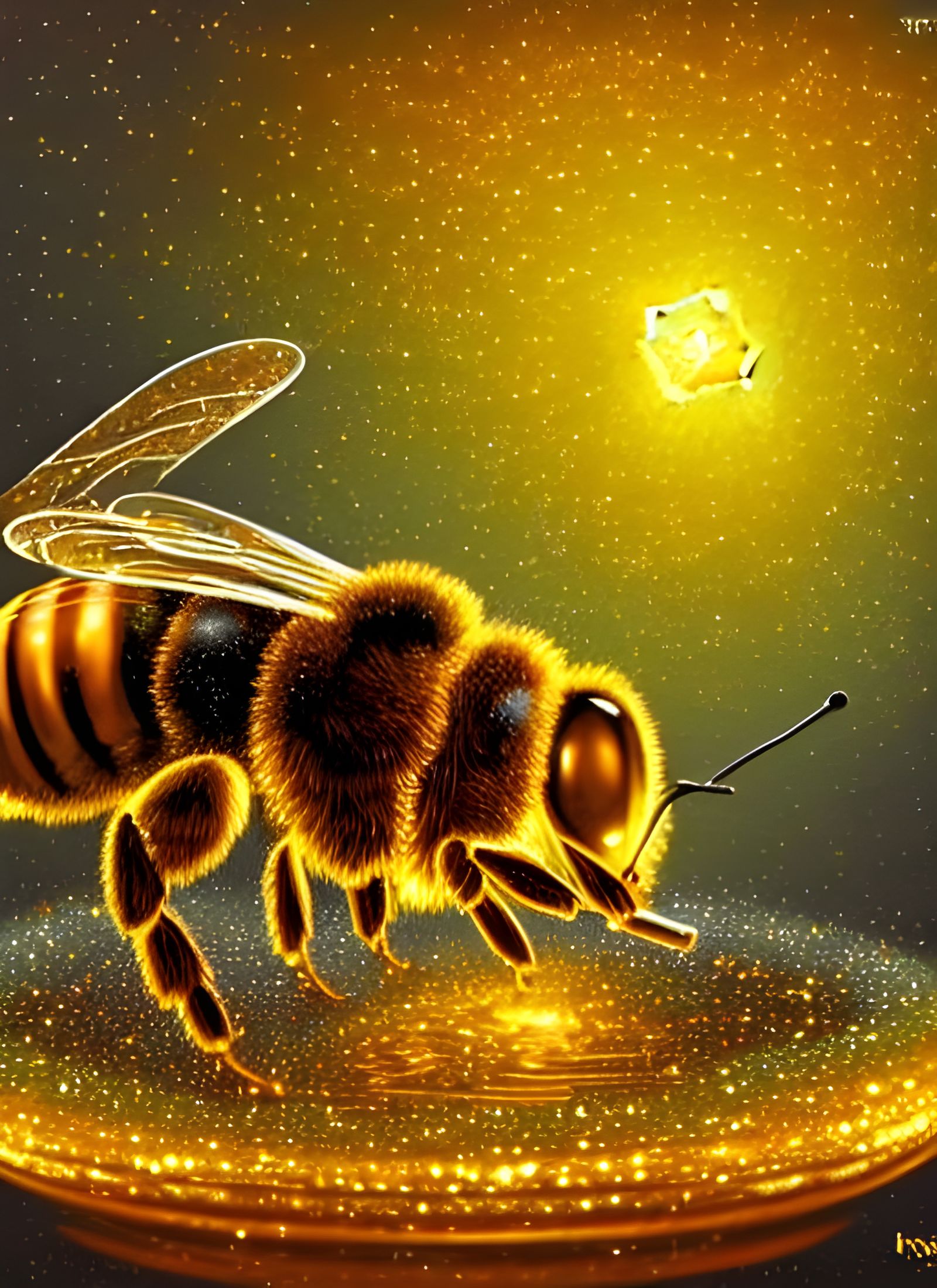 Luminous Honey Bee in Art Nouveau Style