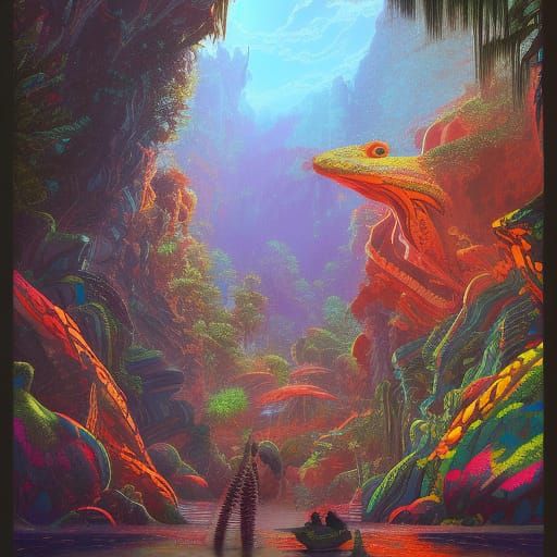 Fantastical Aboriginal Dot Art in Detailed Matte Painting