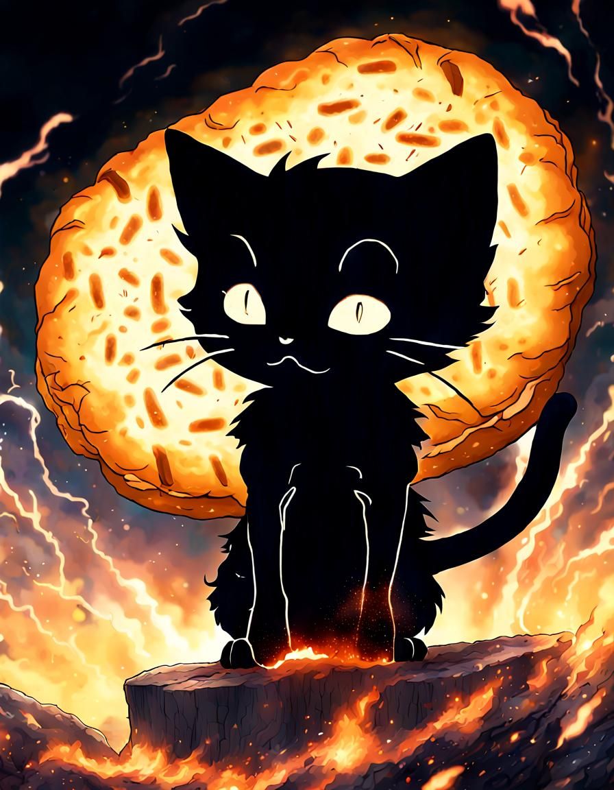 Kitten Warrior in Double Exposure Anime Style