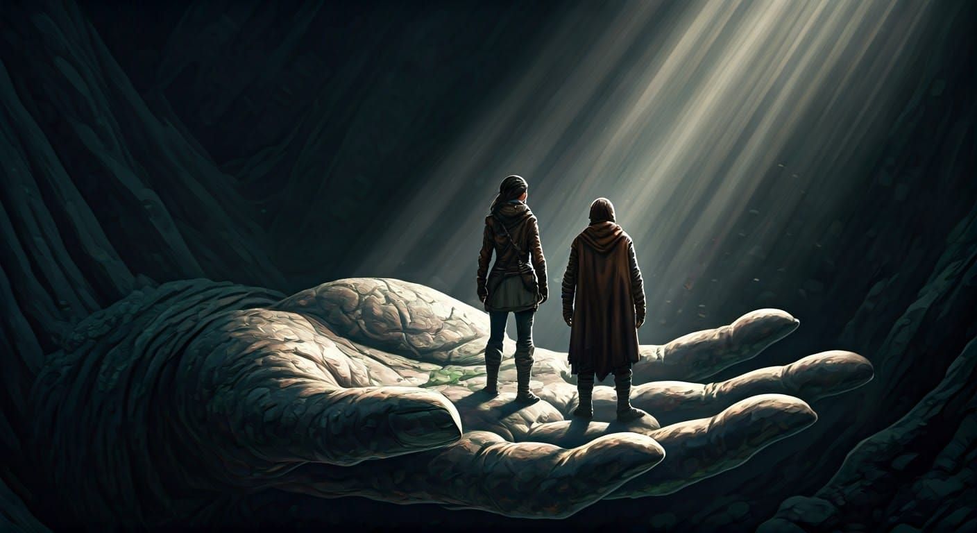 Ancient Hand Reaches for the Sky in Mysterious Land