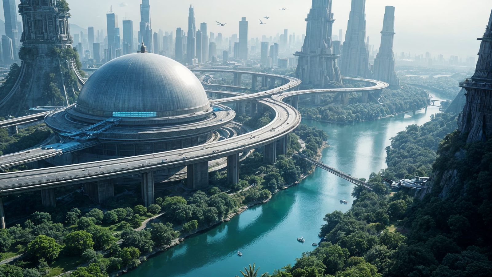 A Futuristic Metropolis at Dawn