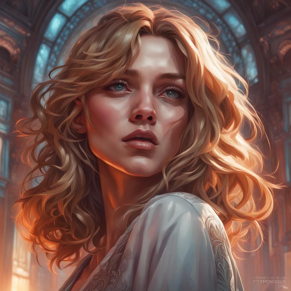 Detailed Portrait with Dynamic Lighting and Colors