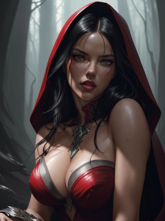 Red Riding Hood Portrait in Hyperdetailed Style