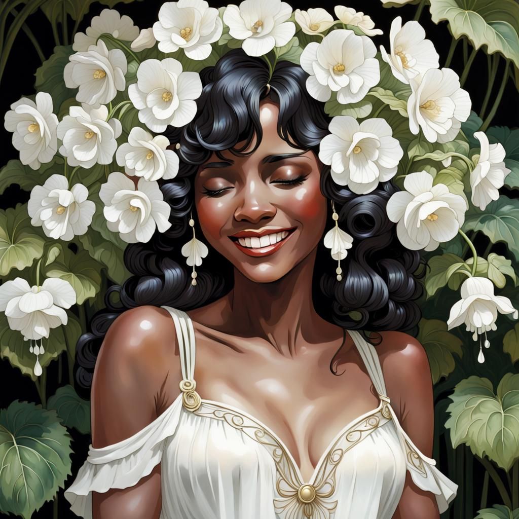 Art Deco Begonias with Melanin Accent