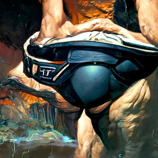 Titan in Jockstrap as Oil Painting
