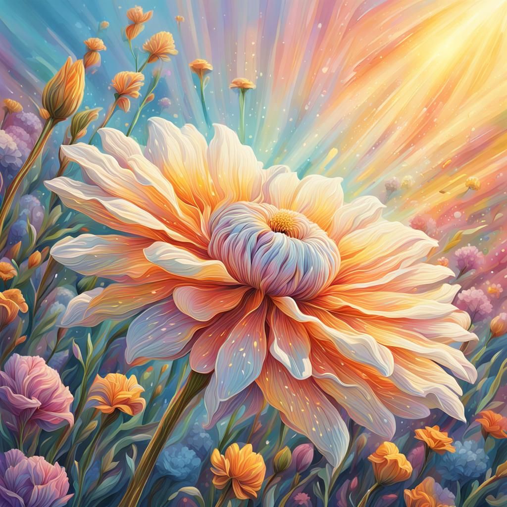 Pastel Flower Close-Up with Golden Sunlight