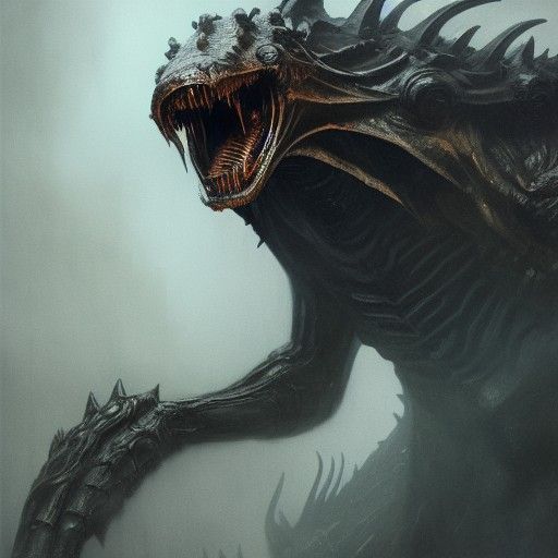 Giger-esque Bat-Headed Kaiju Monster in 8k