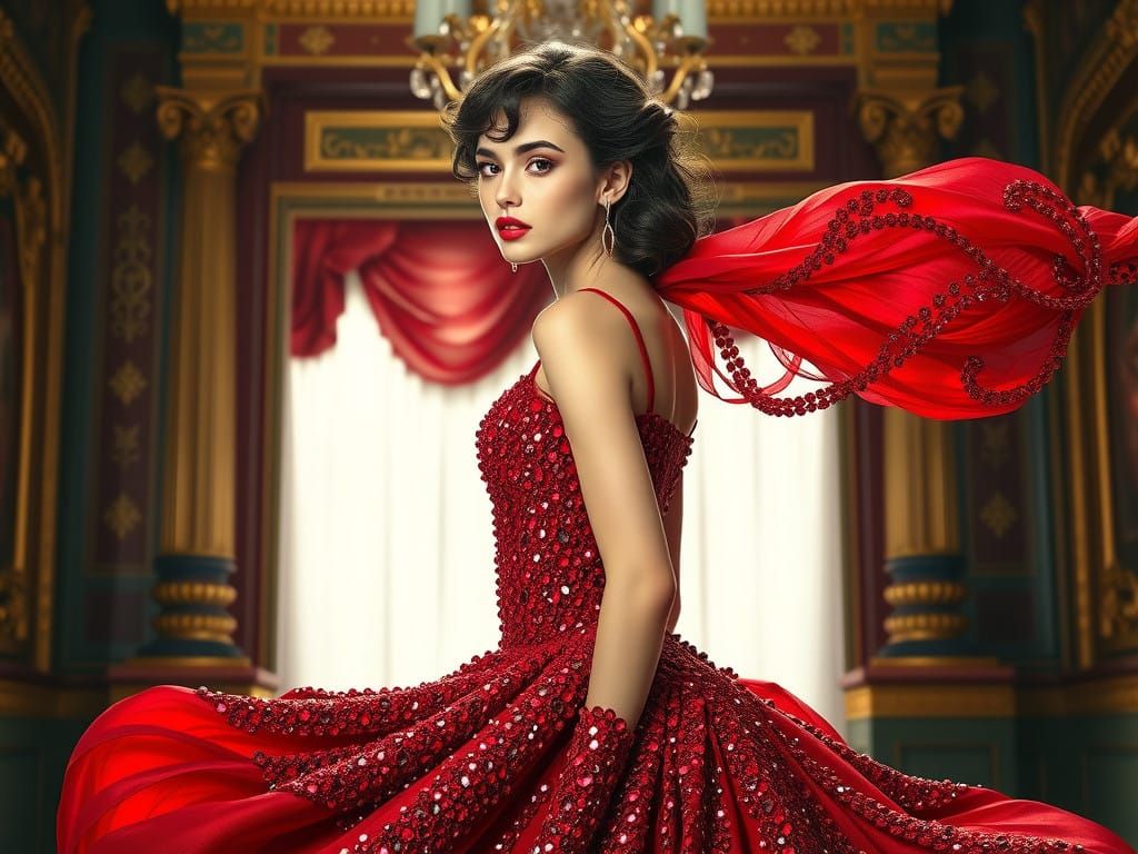 Ruby Goddess in Baroque Splendor