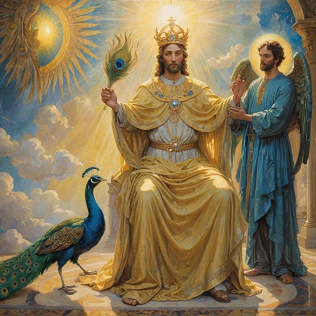Sacred Realism Image: Man, Angel, and Divine Light