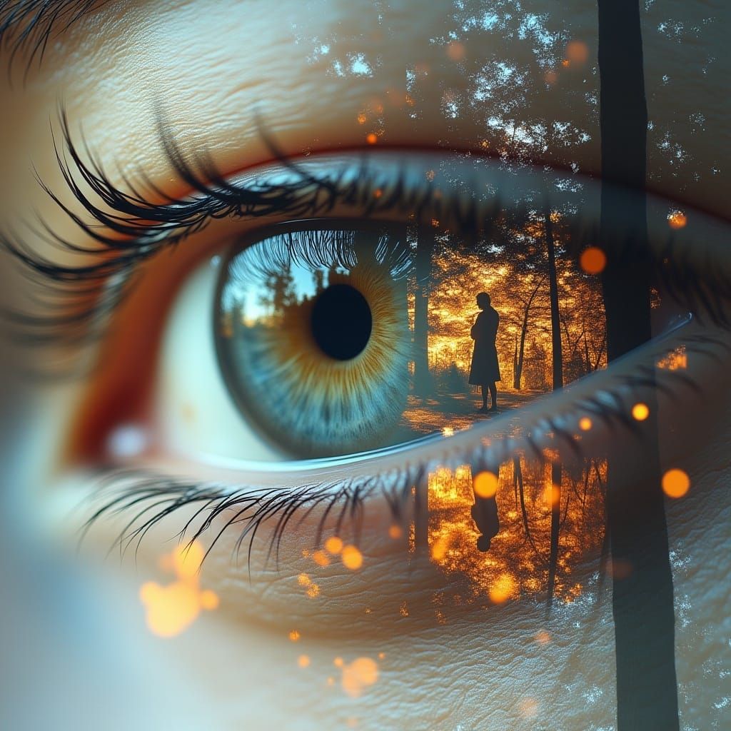 Double Exposure Eye and Scenic View