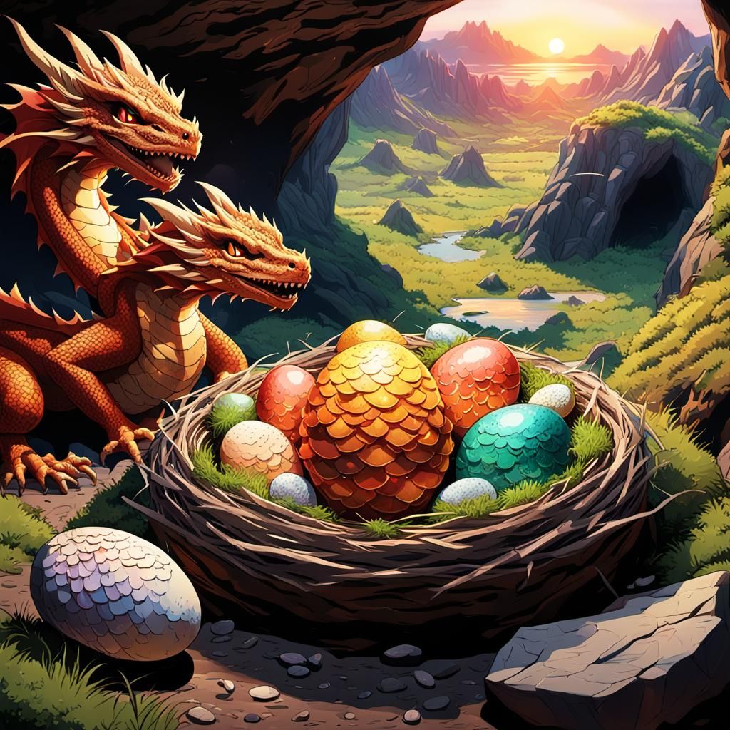 Hatching Dragon Egg: Vibrant Anime-Style Fantasy Art