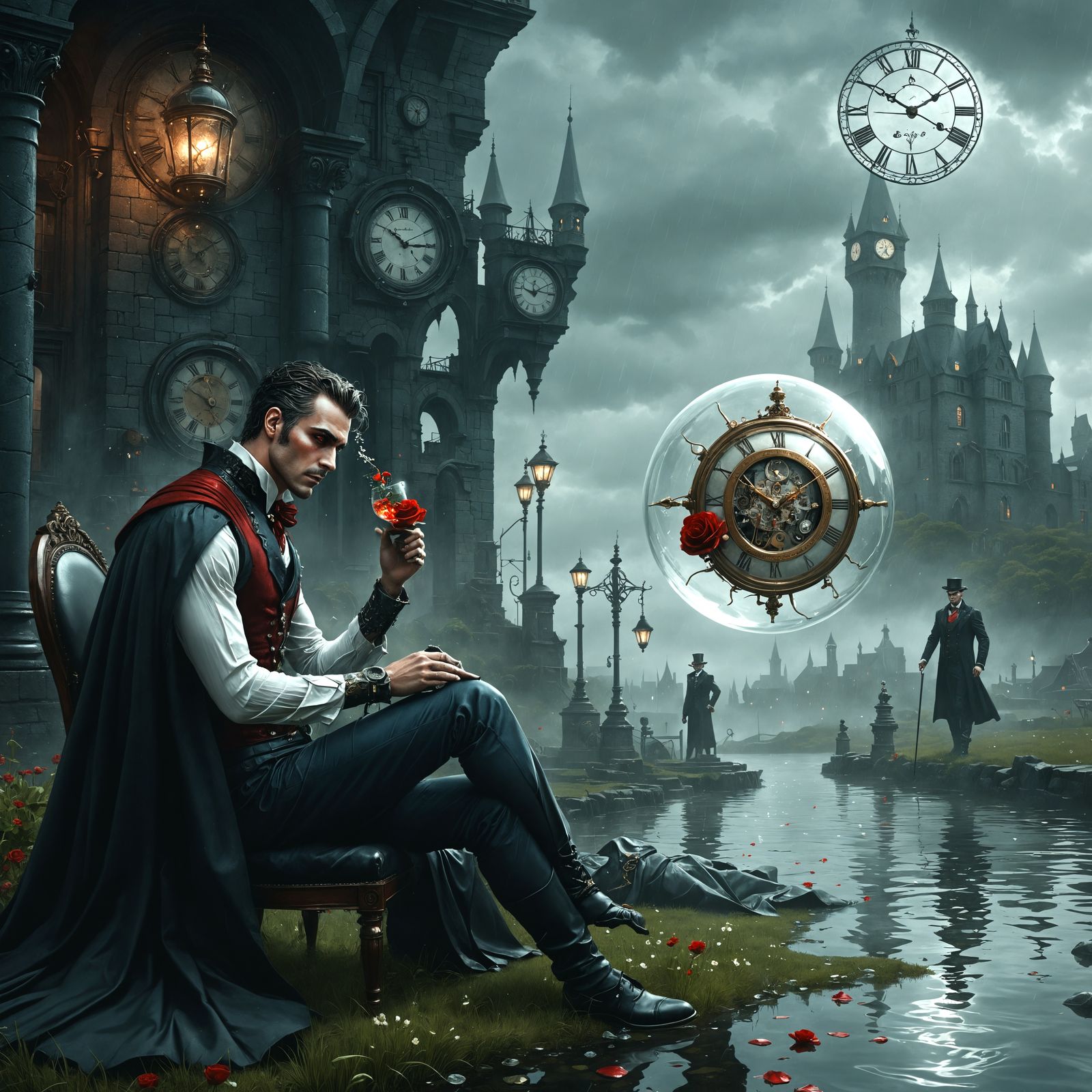 Steampunk Dreamscape with Glass Man and Merman