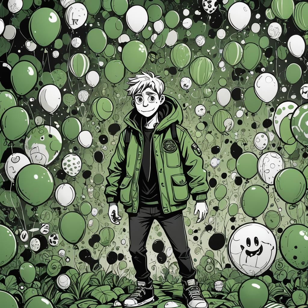 High Contrast Cartoon Character in Doodle Art Style