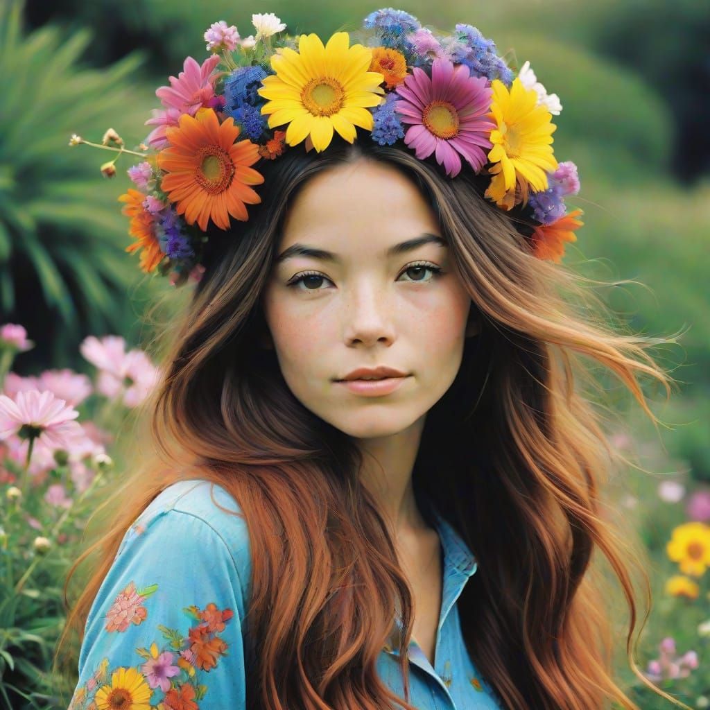 Groovy California Dreaming Scene with Flowers in Hair