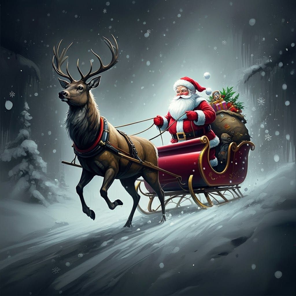 Santa's Arrival: Graffiti Art in a Winter Wonderland