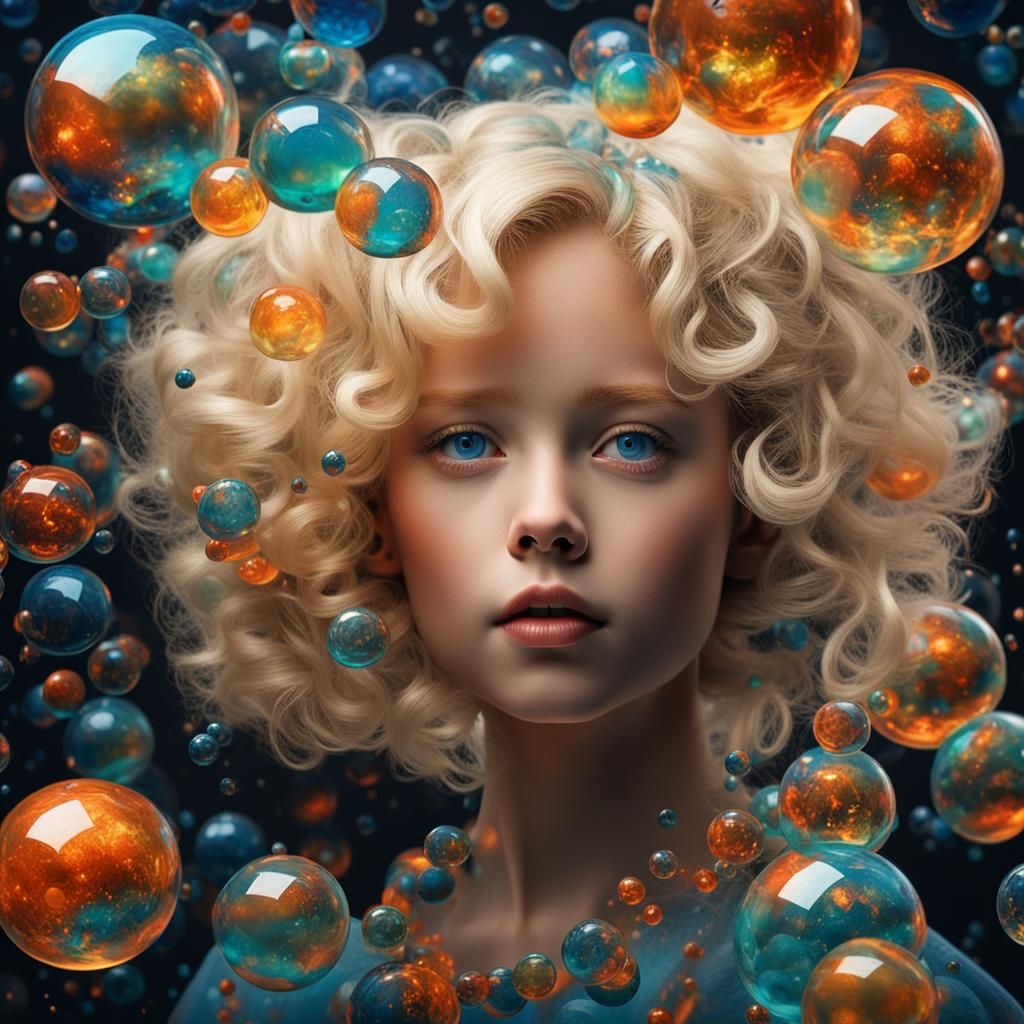 Neon Shapes in Glass Ball with Steampunk Engine