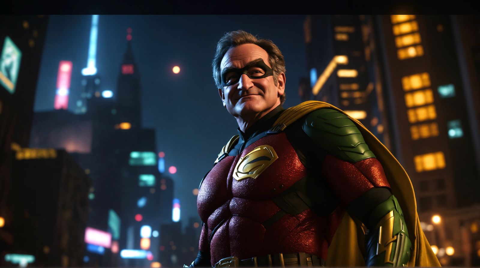 Robin Williams as Robin in Gotham, 3D Render