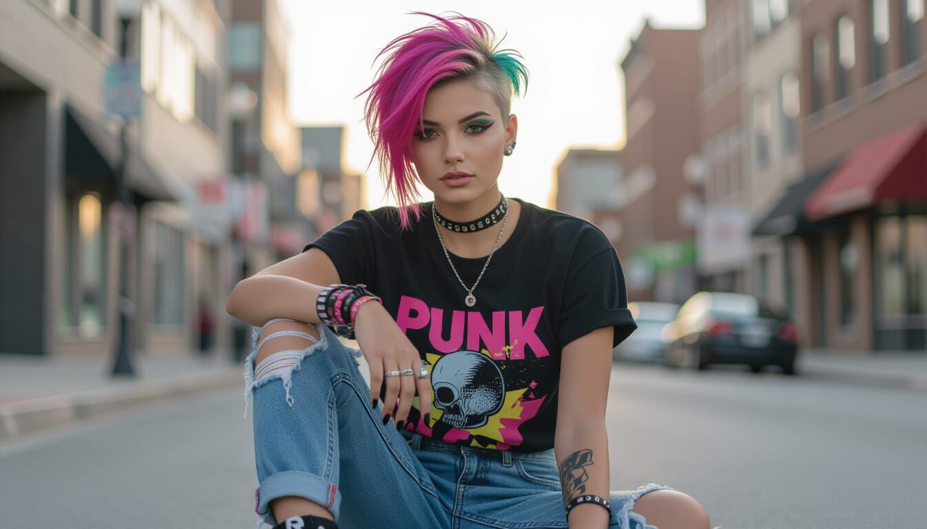 Punk Girl with Asymmetrical Hair in Professional Photo
