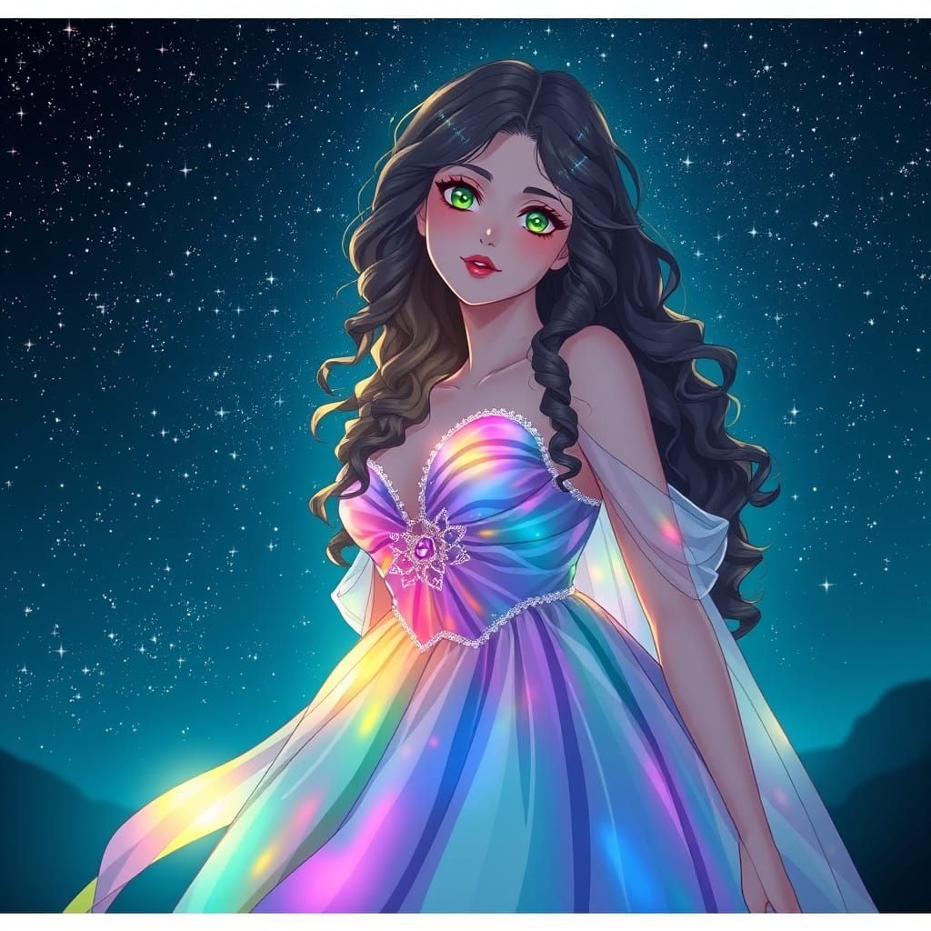 Mystical Woman Radiates Peace in Vibrant Anime Style