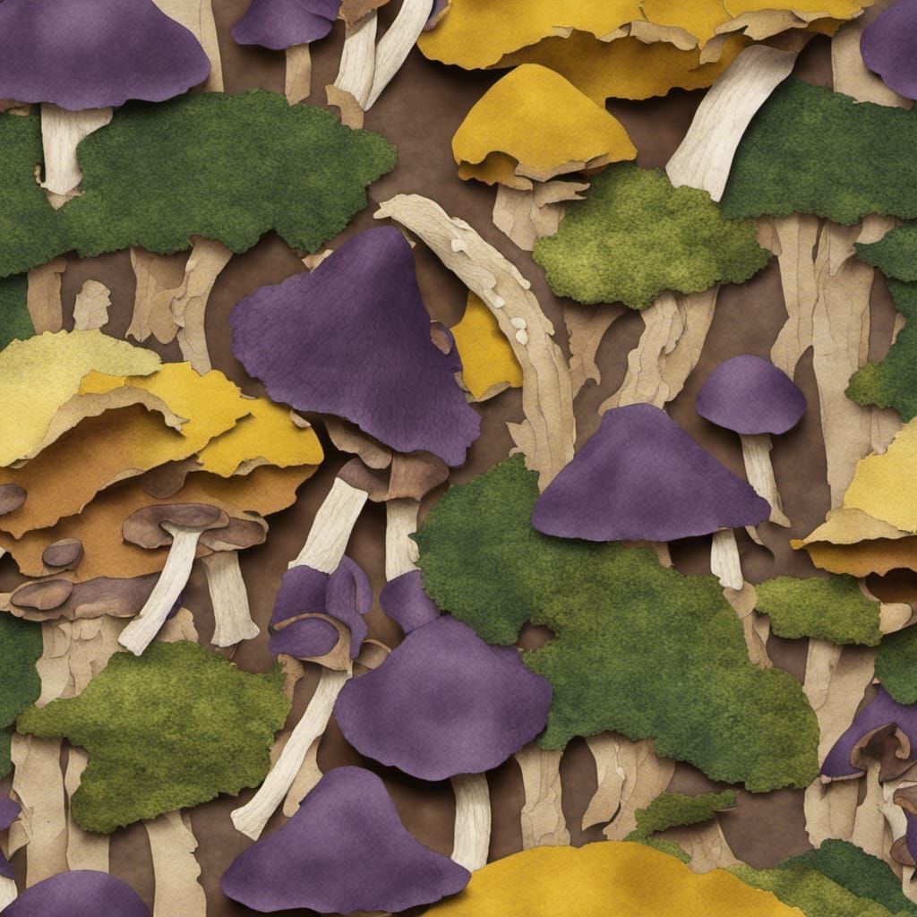 Detailed Matte Painting of 3D Mushroom Collage