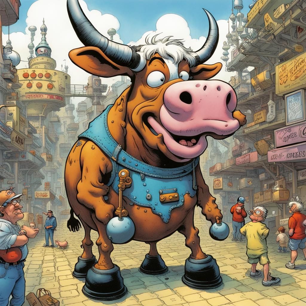 Cyberpunk Cow Theme Park in 3D
