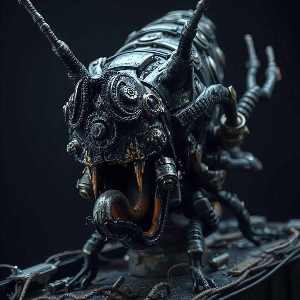 Biomechanical Caterpillar in Giger Style