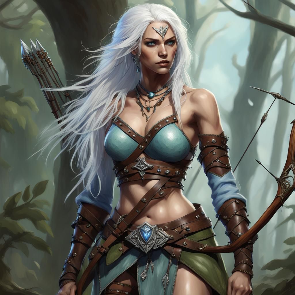 Drow Ranger with Bow, Fantasy Concept Art
