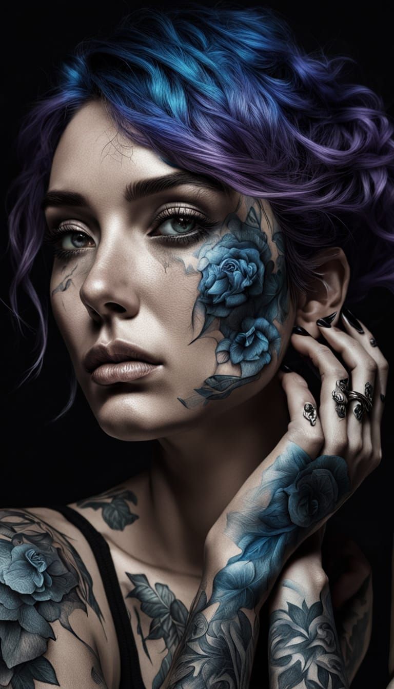 Hyperrealistic Pop Art Portrait in Moody, Cinematic Style