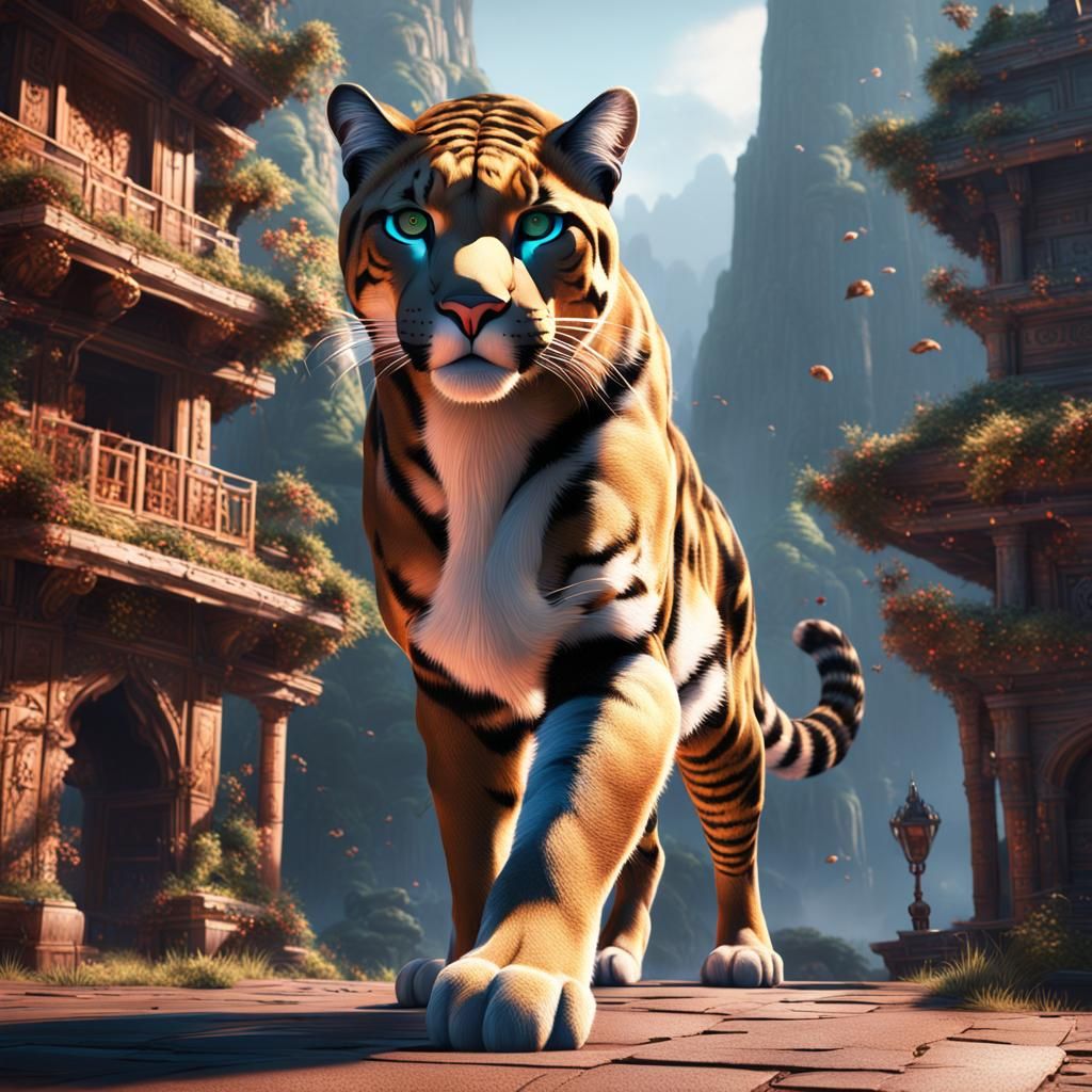 Detailed Puma Matte Painting in Deep Color