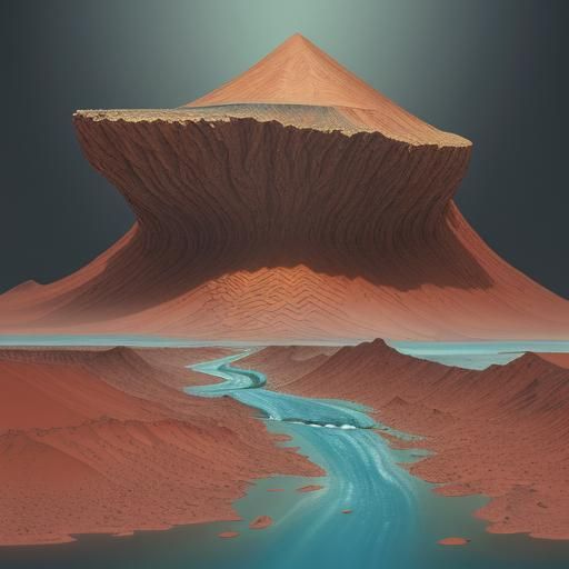 Surreal Mountain Stream in Expressionist Oil Painting